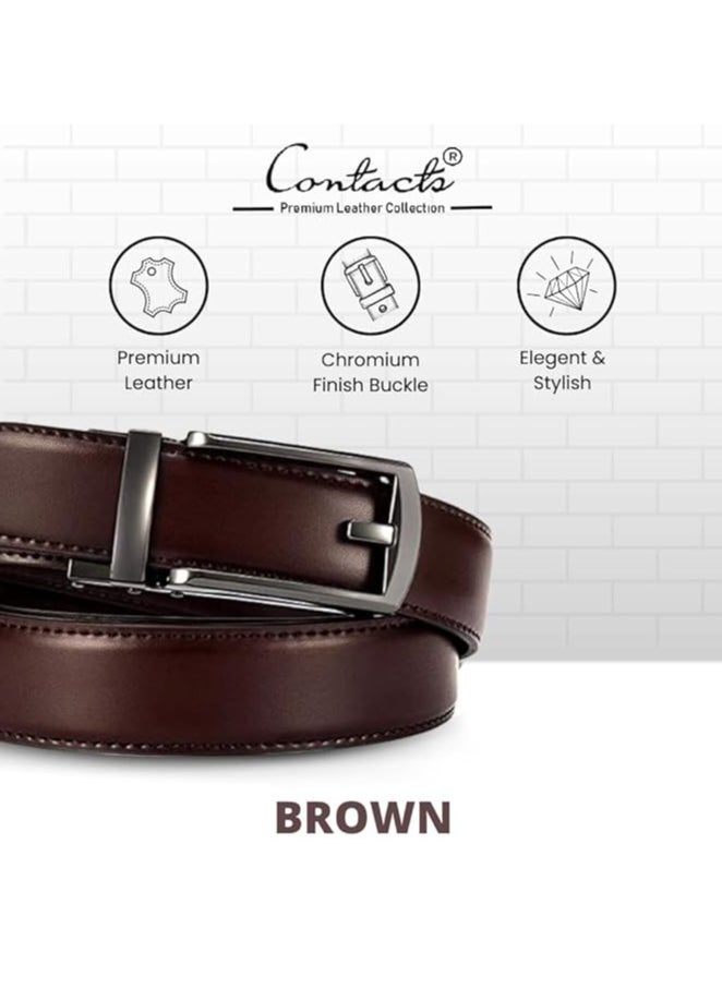 Genuine Leather Belt for Men with Easier Adjustable Autolock Buckle Micro Adjustable Belt Fit Everywhere  Formal and Casual  Elegant Gift Box