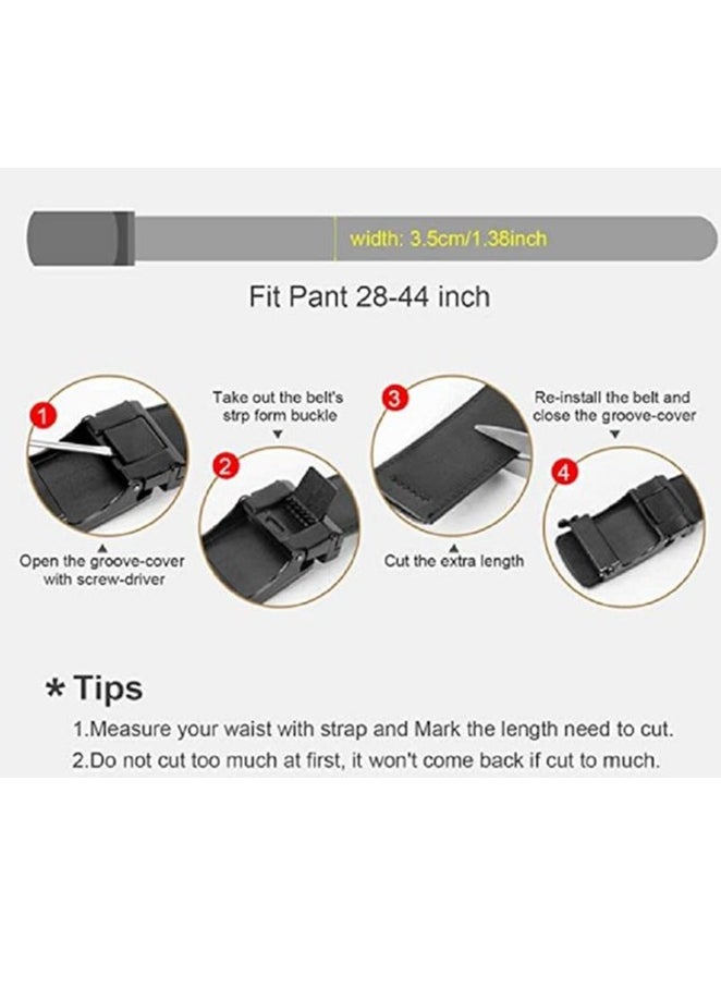 Genuine Leather Belt for Men with Easier Adjustable Autolock Buckle Micro Adjustable Belt Fit Everywhere  Formal and Casual  Elegant Gift Box