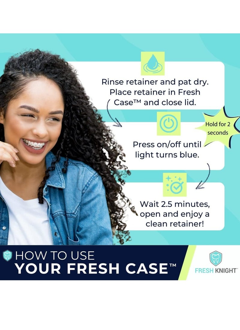 FRESH KNIGHT UV Retainer Case | UVC Retainer Cleaner, Disinfects Cleans and Removes Odors, Mouth Guard Case, compatible for Invisalign Case, Retainer Cases | Fresh Case