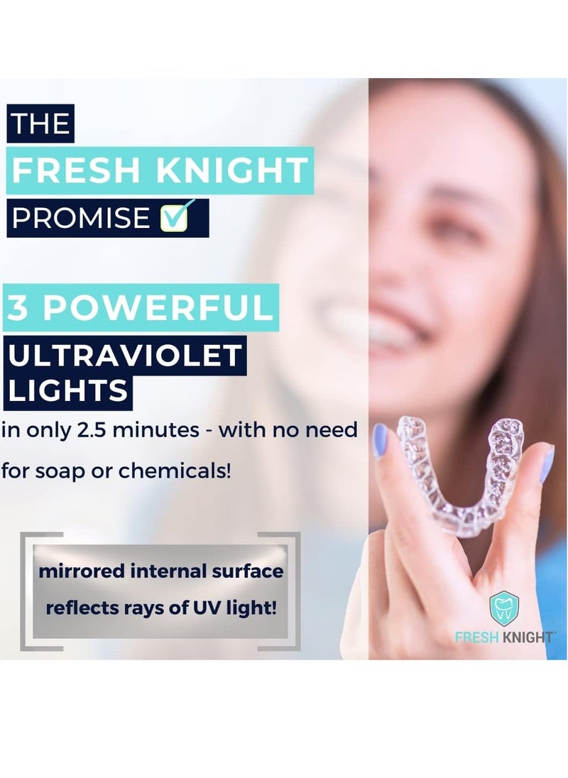 FRESH KNIGHT UV Retainer Case | UVC Retainer Cleaner, Disinfects Cleans and Removes Odors, Mouth Guard Case, compatible for Invisalign Case, Retainer Cases | Fresh Case