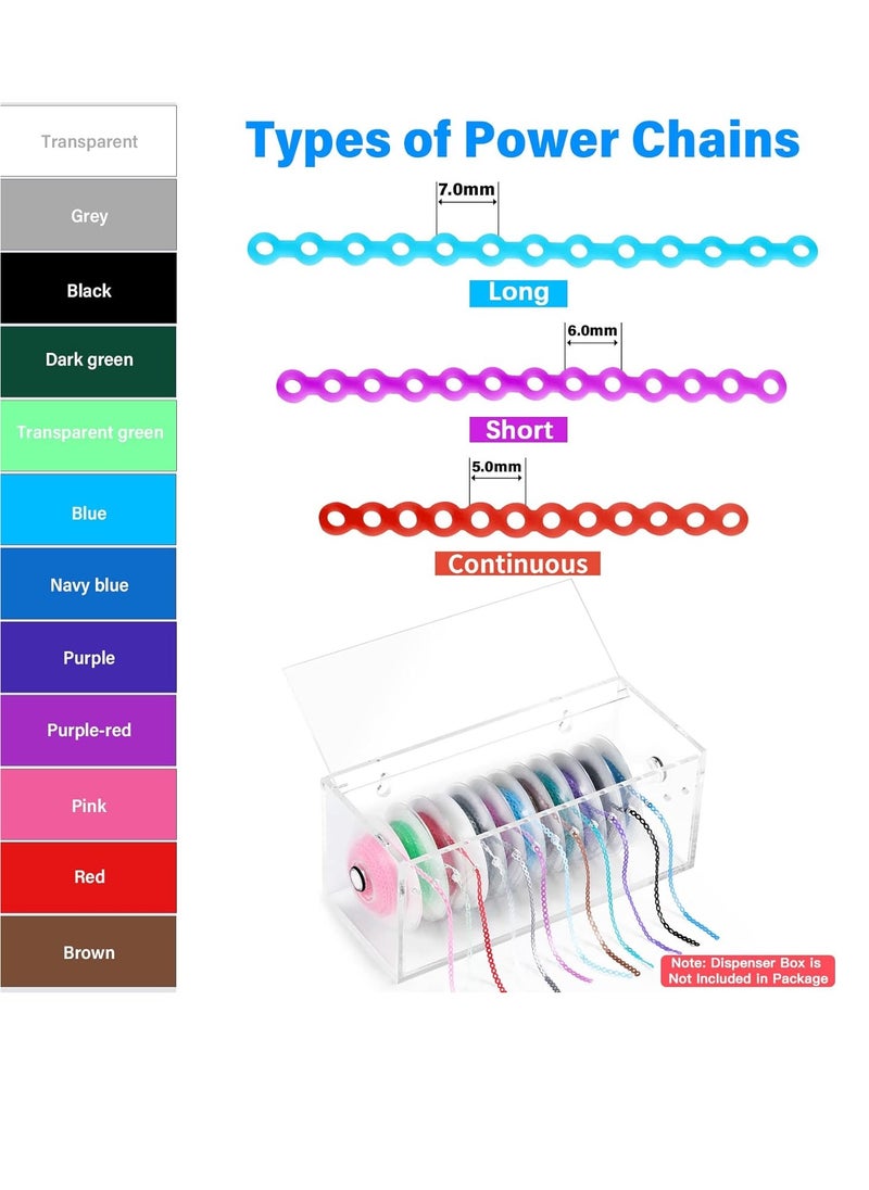 Annhua Orthodontic Power Chain Dental Spool Elastic Rubber Band Power Chains for Braces, Black Powerchain Braces Chain - 4# (Continuous)