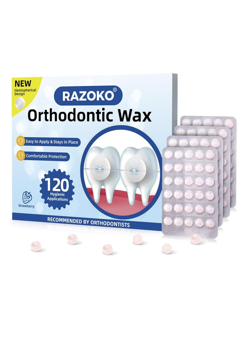 RAZOKO Orthodontic Wax for Braces Wax Dots 120 Individual Hygienic Packaging Dental Wax