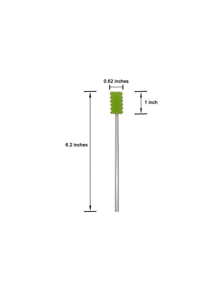 Treated Oral Swabs with Dentifrice- Flavored Dental Swabs Individually Wrapped Fruit Green Tooth Shape for Oral Cavity Cleaning Sponge Swab, Box of 100 Counts