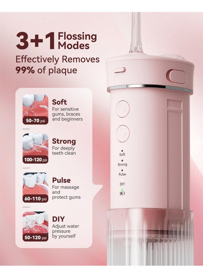 Travel Water Flosser, Portable Water Flosser, Water Teeth Cleaner Pick, Mini Portable Oral Irrigator, Telescopic Water Tank With 5 Nozzles, Ipx7 Waterproof, Cordless Water Flosser For Teeth, Gums