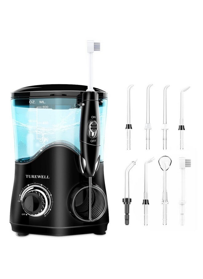 Fc162 Water Dental Flosser For Teeth/Braces,10 Pressure Levels, 8 Water Jet Tips For Family, 600Ml Electric Water Dental Oral Irrigator For Teeth-Clean (Black)