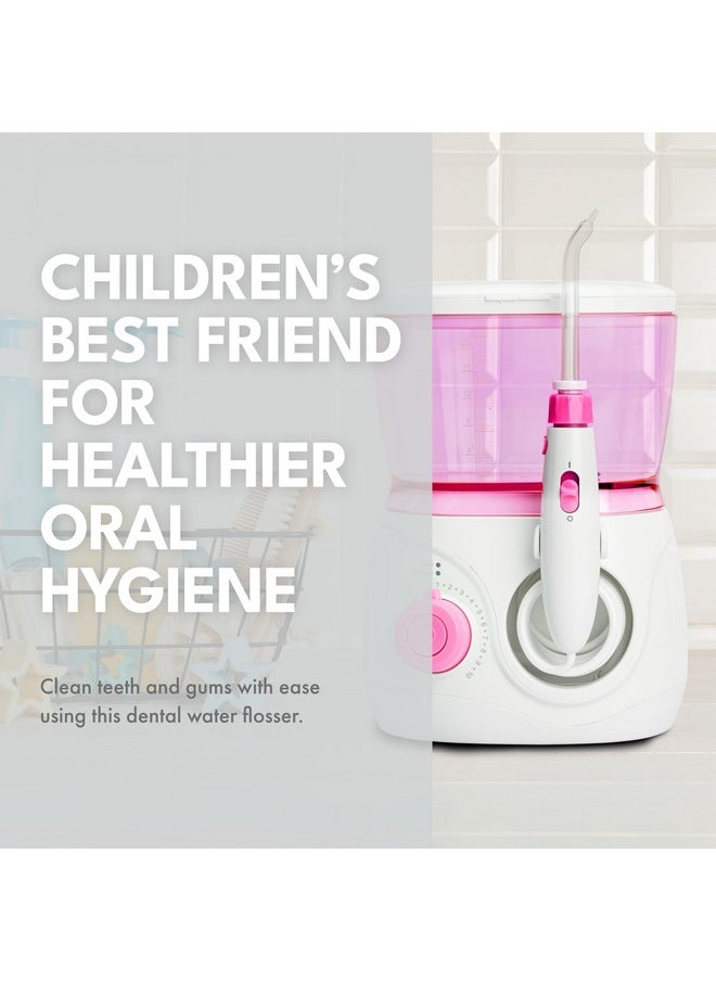 Children'S Countertop Water Flosser - Dental Oral Irrigator For Kids - Bpa-Free Dental Water Flosser With 600Ml Capacity And Adjustable Water Pressure - Pink