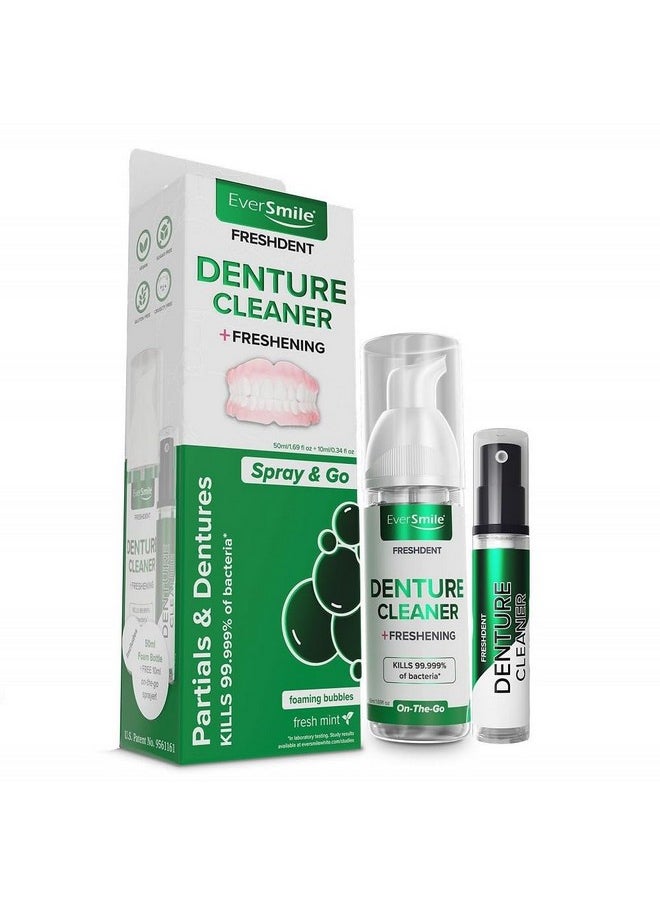 Freshdent Denture & Partial Denture Cleaner And Teeth Whitening Spray, Fast-Acting Alternative To Denture Cleaner Tablets And Spray Eliminates Bacteria And Freshens Breath - Mint Flavored