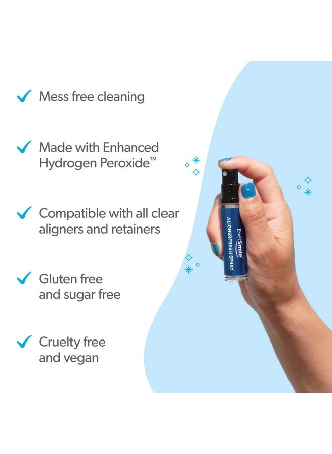 Alignerfresh Original Clean Spray. Retainer & Invisalign Cleaner Spray - On The Go Aligner Cleaning & Teeth Whitening. Kills Bacteria & Freshens Bad Breath. Mint Flavored (1 Pack)