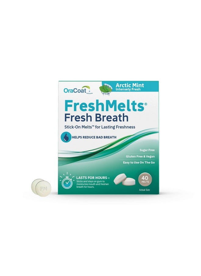 Freshmelts Fresh Breath Stick-On Melts For Lasting Freshness, 40 Count Breath Freshener For Bad Breath, Non-Acidic & Sugar-Free, Arctic Mint