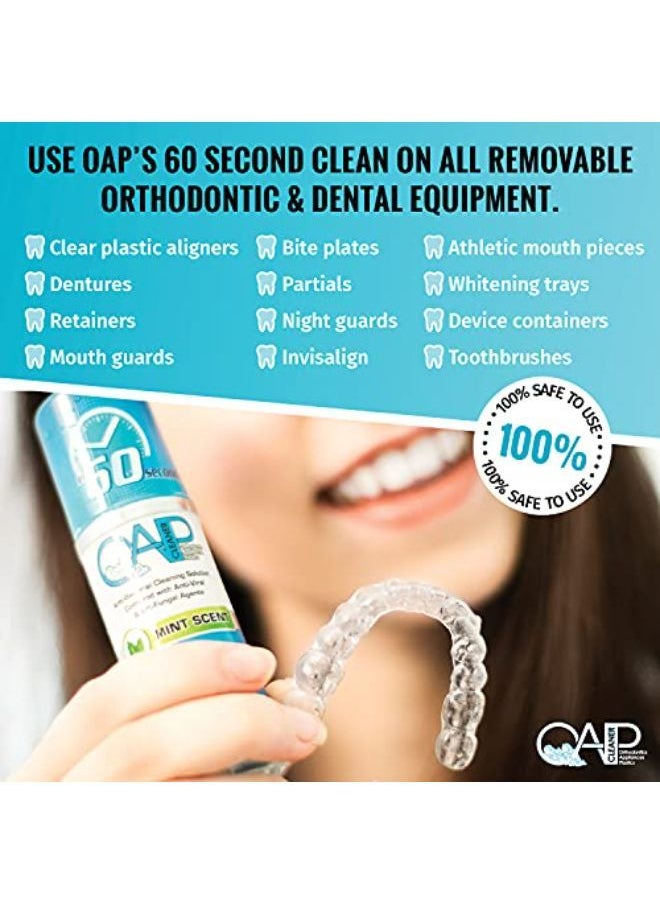 M Retainer Cleaner, Aligner, Invisalign, Denture, And Mouth Guard Cleaner | Orthodontic 60 Seconds Cleanser By Oap Cleaner | Paraben, Sulfate And Triclosan Free | 44.3 Ml Bottle