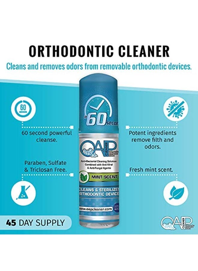 M Retainer Cleaner, Aligner, Invisalign, Denture, And Mouth Guard Cleaner | Orthodontic 60 Seconds Cleanser By Oap Cleaner | Paraben, Sulfate And Triclosan Free | 44.3 Ml Bottle
