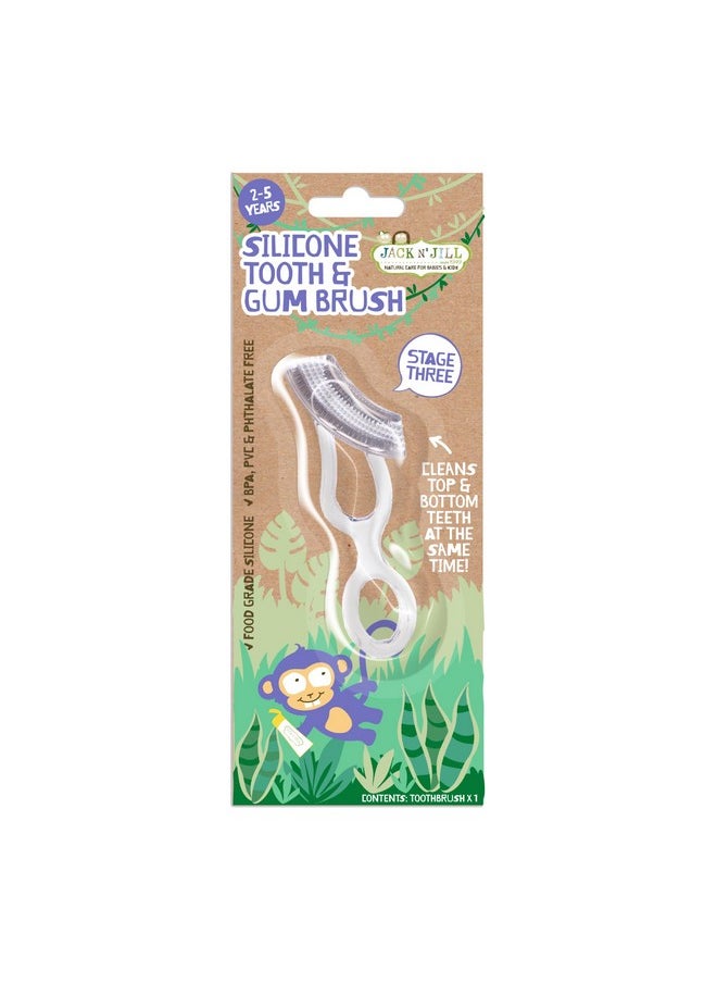 Stage 3 Silicone Tooth & Gum Brush - Toddler Toothbrush 2-5 Years Old, Chewable, Double Sided Soft Silicone Bristles, For Sensitive Gums, 100% Medical Grade Silicone - (Pack Of 1)