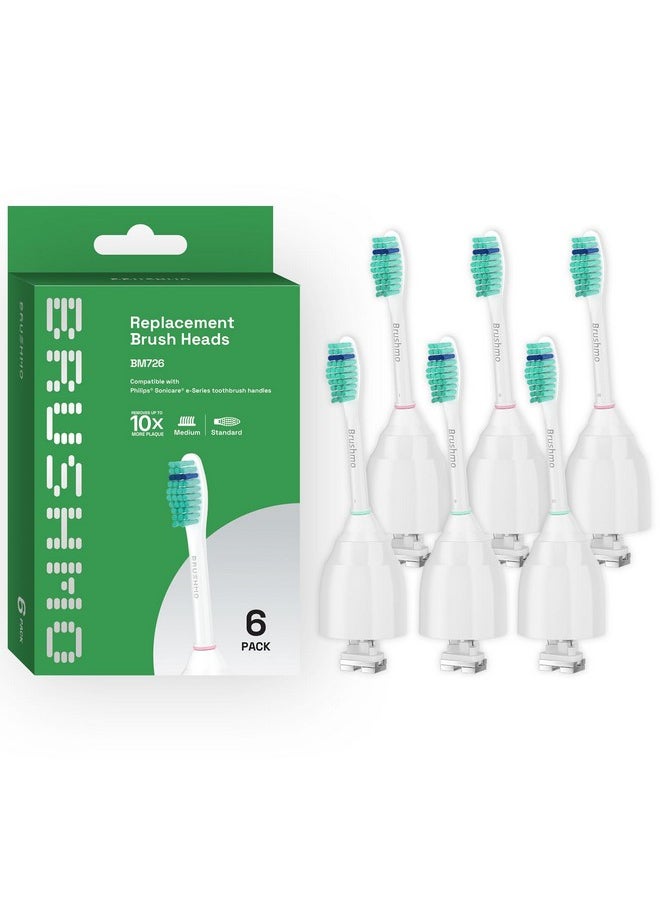 Replacement Toothbrush Heads Compatible With Philips Sonicare E-Series Essence Hx7022/66 And Other Screw-On Electric Toothbrush Models, Bm726, 6 Pack