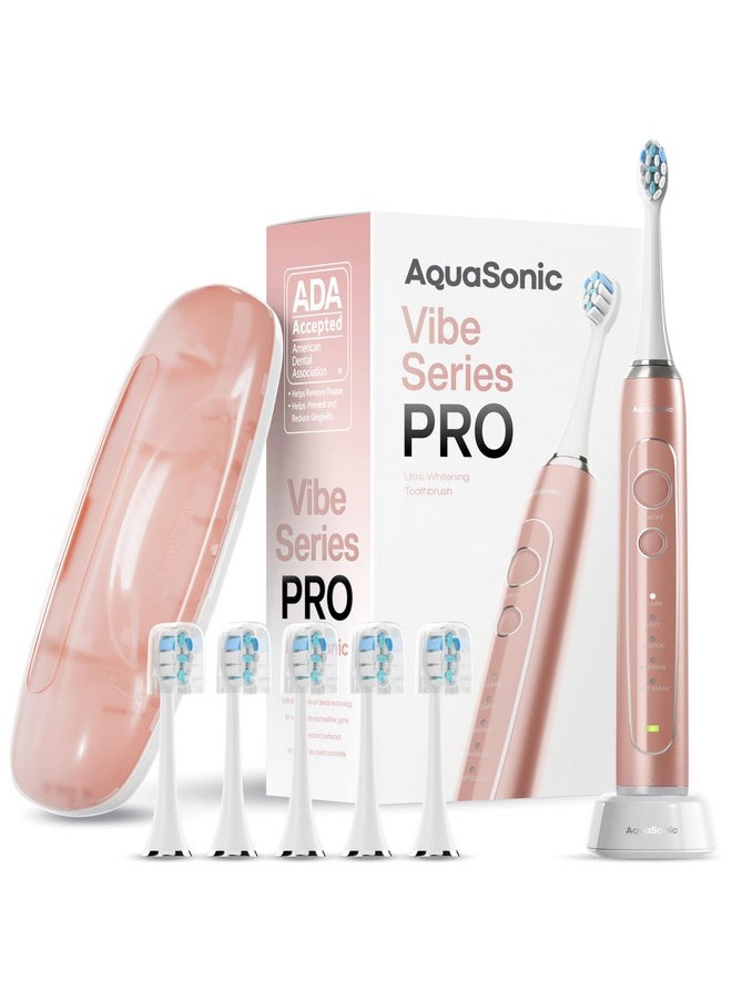 Vibe Series Pro - Ultra-Whitening Electric Toothbrush - 5 Modes & Smart Timers - Premium Travel Case & 6 Proflex Brush Heads - Ada Accepted Toothbrush (Rose Gold)