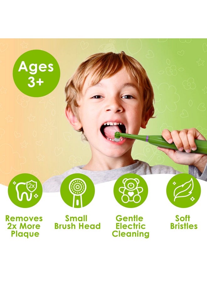 Kids’ Electric Toothbrush Set - Safe & Effective For Ages 3+ - Parent Tested & Approved With Gentle Bristles, 2 Brush Heads, Rinse Cup, 2-Minute Timer, & Storage Base (Snappy The Croc)