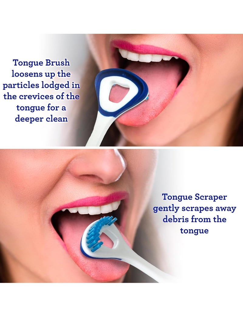 GuruNanda Dual Action Tongue Scraper (1 Pack), 2-in-1 Tongue Scraper & Soft Bristled Tongue Brush, Deep Cleans Tongue & Fights Bad Breath - Color Varies