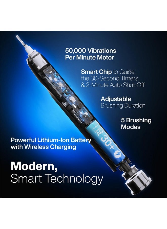 Clinical Aq Ultra-Whitening Smart Toothbrush With Touchscreen, Bluetooth & Brushing Coach - 2 Brush Heads & Uv Sanitizing Charging Case