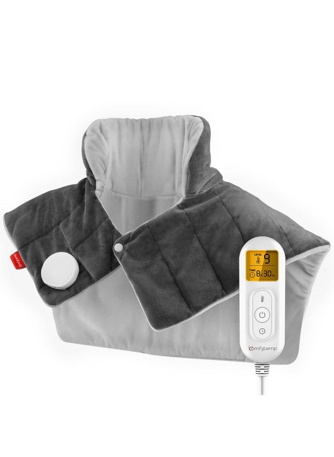 Ad For Neck And Shoulders And Back, Comfytemp Fsa Hsa Eligible Weighted Electric Heat Pad For Pain Relief, 2.6Lb Large Heated Wrap, 9 Heat Settings, 11 Auto-Off, Women Men Birthday Gifts Gray