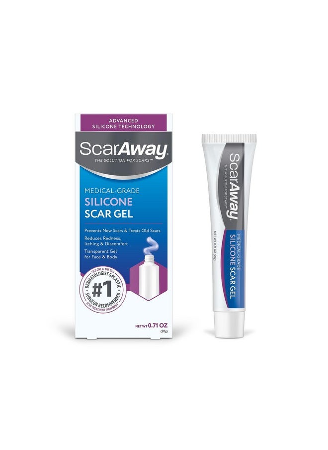 Silicone Scar Gel, Helps Improve Size, Color & Texture Of Hypertrophic & Keloid Scars From Injury, Burns & Surgery, Water Resistant, 20G (0.71 Oz)