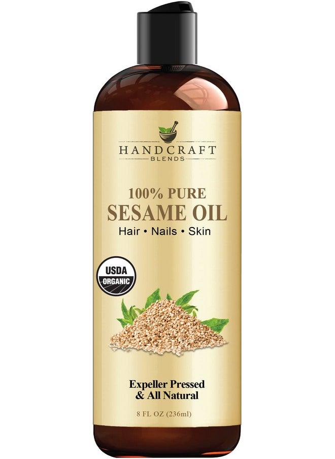 Organic Sesame Oil - 8 Fl Oz - 100% Pure And Natural - Premium Grade Hair And Body Oil - Carrier Oil - Massage Oil - Expeller-Pressed And Hexane-Free