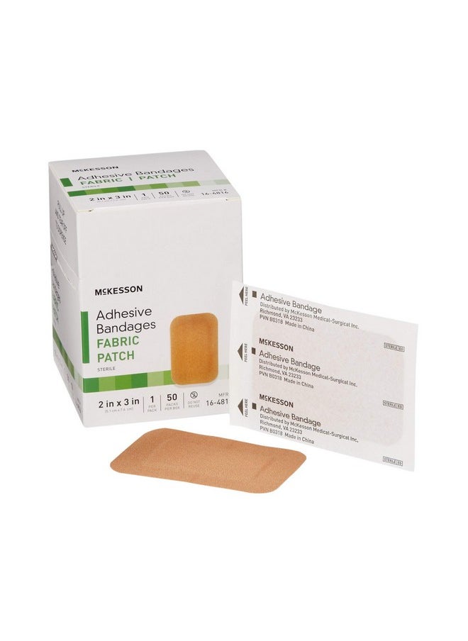 Adhesive Bandages, Sterile, Fabric Patch, 2 In X 3 In, 50 Count, 1 Pack