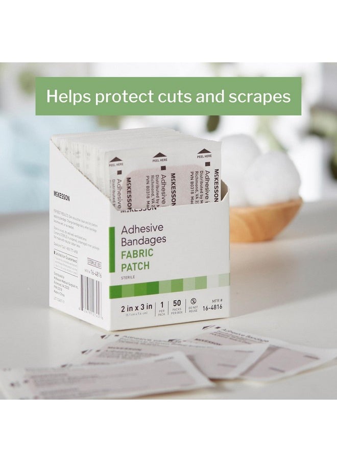 Adhesive Bandages, Sterile, Fabric Patch, 2 In X 3 In, 50 Count, 1 Pack