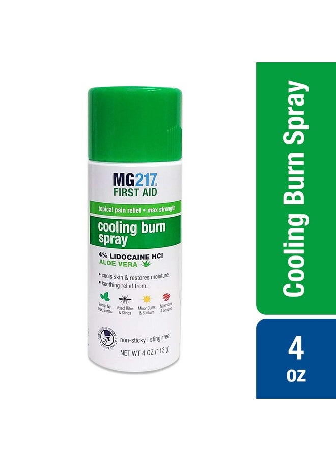 Maximum Strength Pain Relief Cooling Burn Spray, With Lidocaine And Aloe Vera, 4 Oz
