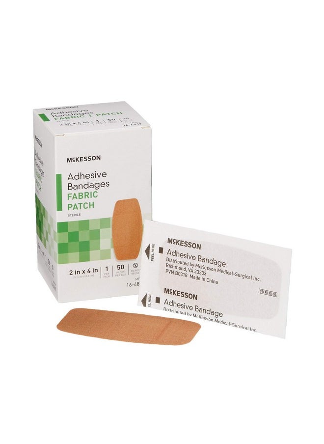Adhesive Bandages, Sterile, Fabric Patch, 2 In X 4 In, 50 Count, 1 Pack