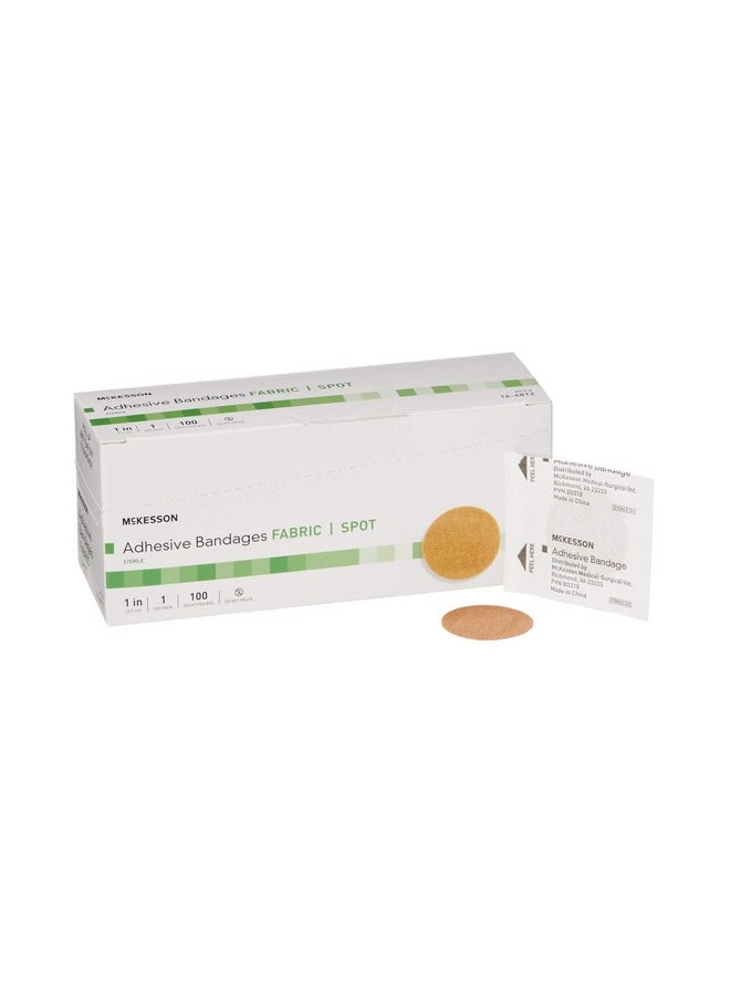 Adhesive Bandages, Sterile, Fabric Spot, 1 In, 100 Count, 1 Pack