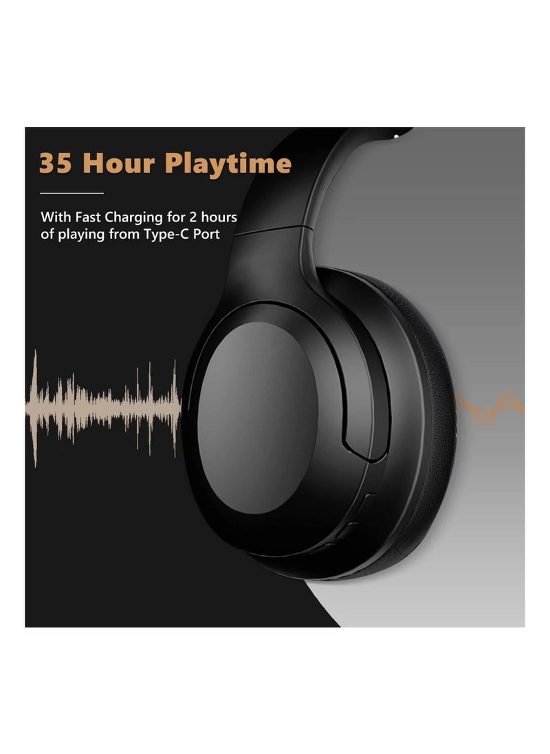 Headphones, Active Noise Cancelling, Bluetooth 5.3 Wireless Headphones, 35H Playtime, ANC Earphones, Noise Decreasing, CVC 8.0 Mic for TV PC Cellphone, Hi-Fi Audio Sound, USB-C Fast Charging