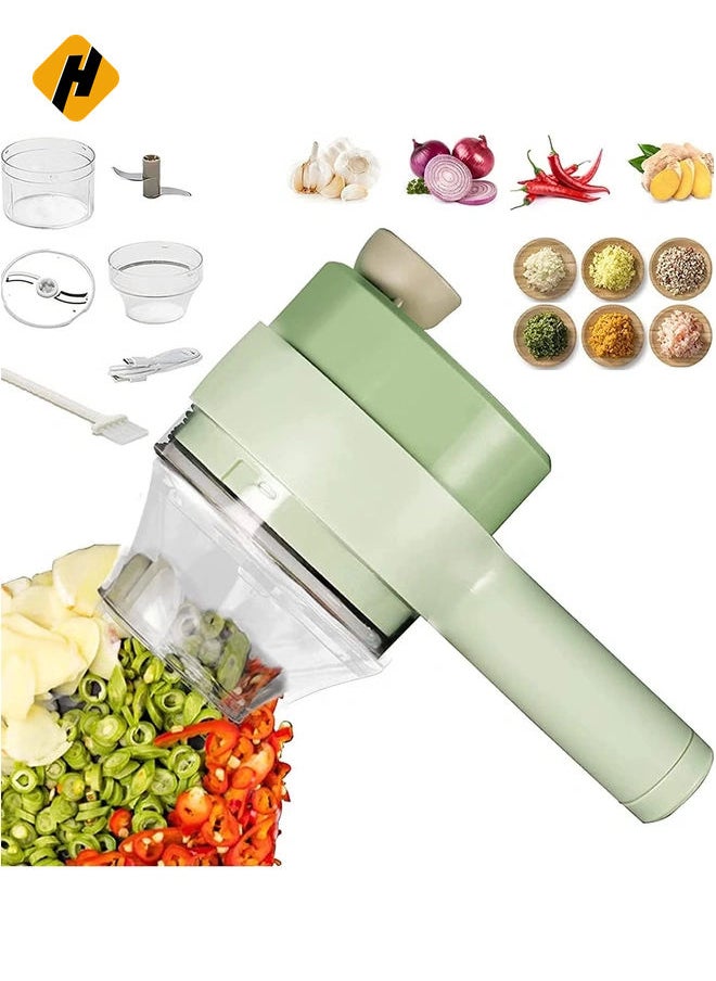 Handheld Electric Vegetable Chopper Set,4 in 1 Wireless Food cutter for Garlic Pepper Chili Onion Celery Ginger Meat with Brush