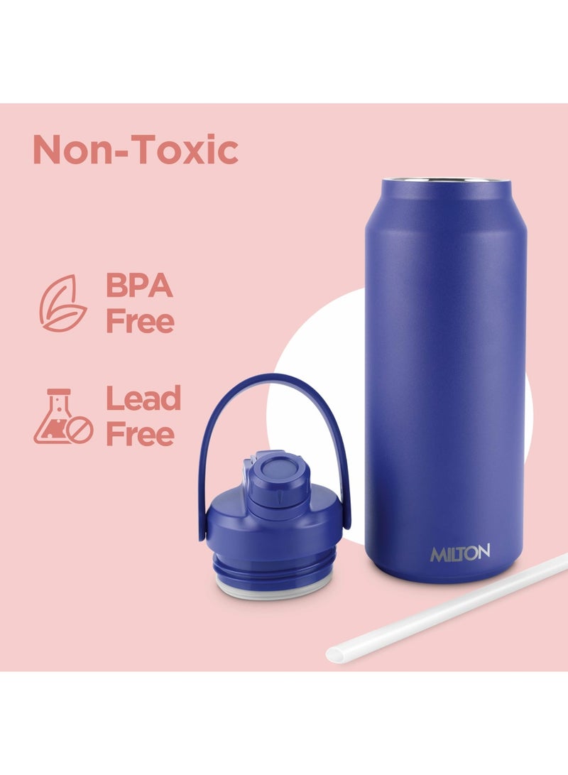 1180ml Vacuum Insulated Water Bottle with Straw Lid - 2 lids included, Keeps Drinks Hot and Cold, 18/8 Stainless Steel, Double-Walled Flask with Inner Copper Coating - Sports - Ultrasip