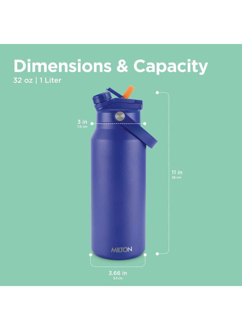 1180ml Vacuum Insulated Water Bottle with Straw Lid - 2 lids included, Keeps Drinks Hot and Cold, 18/8 Stainless Steel, Double-Walled Flask with Inner Copper Coating - Sports - Ultrasip