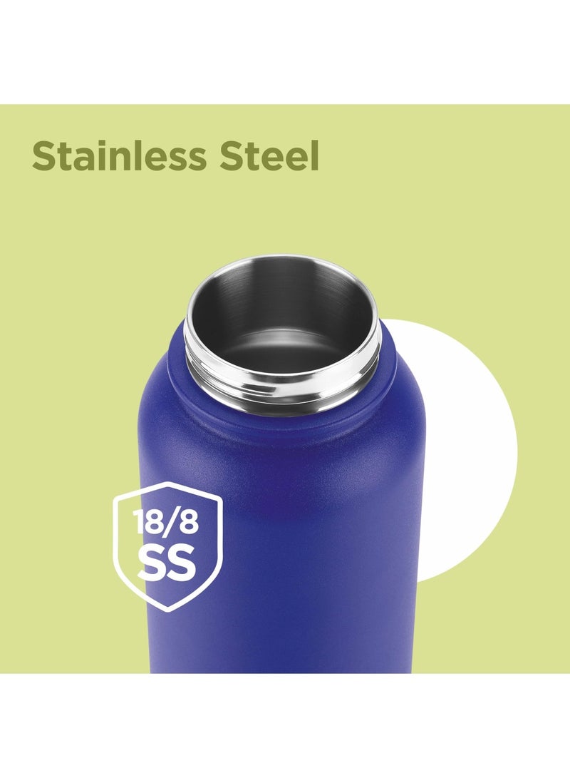 1180ml Vacuum Insulated Water Bottle with Straw Lid - 2 lids included, Keeps Drinks Hot and Cold, 18/8 Stainless Steel, Double-Walled Flask with Inner Copper Coating - Sports - Ultrasip