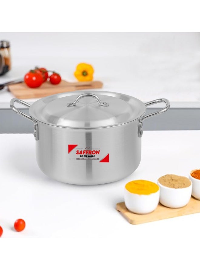 Sonex Saffron High Quality Aluminium Cookware Set 6x8, 3 POTS with S.S Lid, Metal Finish, 13/15/18 Ltr, Diameters 31/33/36 cm – Ultimate Durability and Superior Heat Distribution