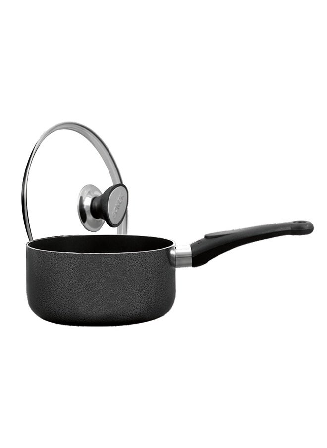 SONEX Non-Stick Royal Saucepan – 20 cm (3.5 Ltr) – Premium Aluminum Construction, Hard Enamel Exterior, Tempered Glass Lid with Heat-Resistant Bakelite Knob, Ergonomic Cool-Touch Handle, Durable, Easy to Clean & Dishwasher Safe