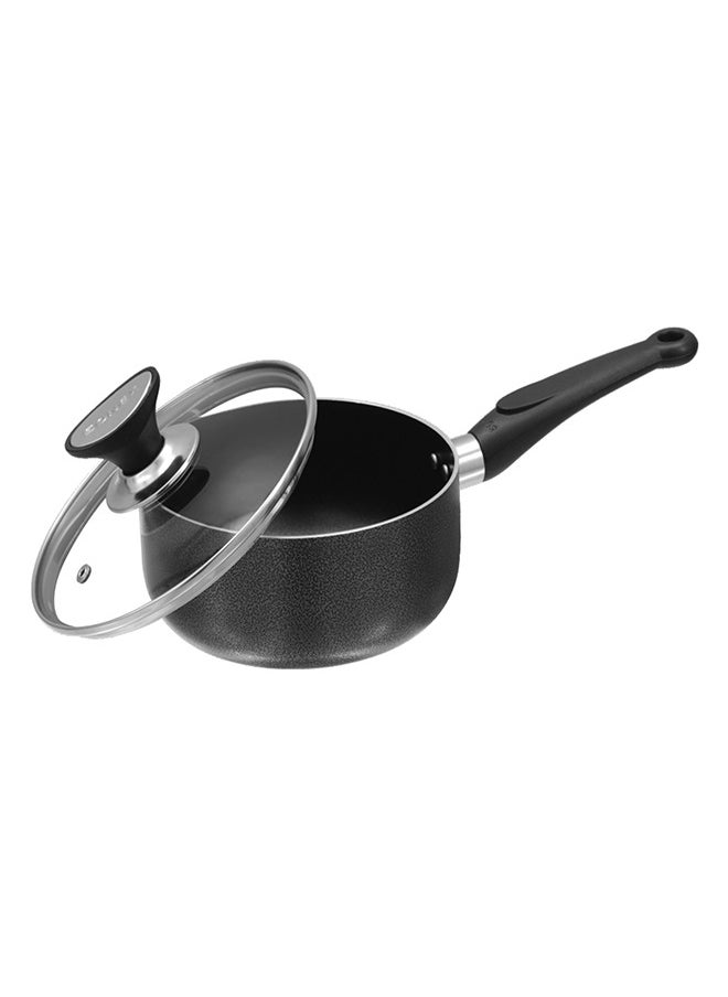SONEX Non-Stick Royal Saucepan – 20 cm (3.5 Ltr) – Premium Aluminum Construction, Hard Enamel Exterior, Tempered Glass Lid with Heat-Resistant Bakelite Knob, Ergonomic Cool-Touch Handle, Durable, Easy to Clean & Dishwasher Safe