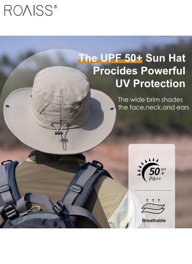Wide Brim Sunscreen Bucket Hat for Men Women , UPF 50+ Fishing & Bucket Hat Sun Protection Beach Sun Hat for Hiking Camping Safari Adjustable Size
