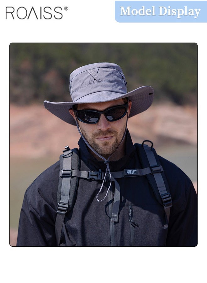Wide Brim Sunscreen Bucket Hat for Men Women , UPF 50+ Fishing & Bucket Hat Sun Protection Beach Sun Hat for Hiking Camping Safari Adjustable Size