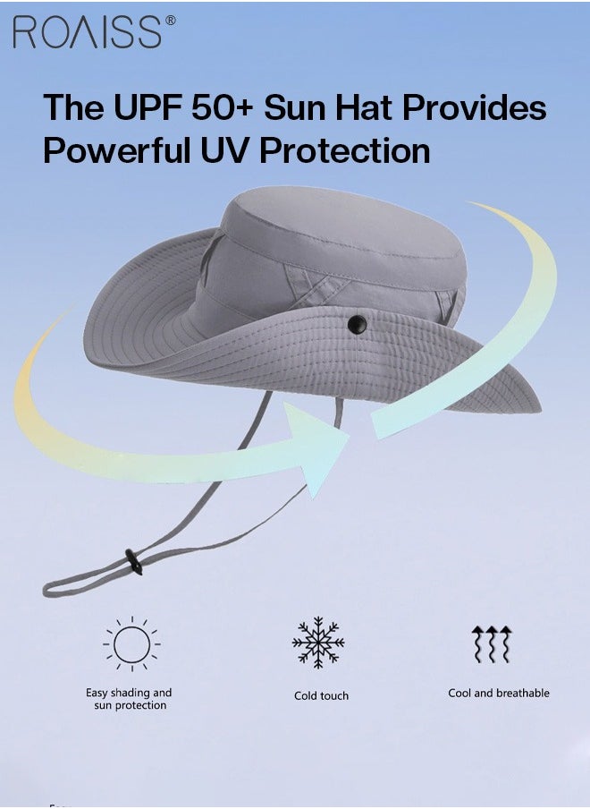 Wide Brim Sunscreen Bucket Hat for Men Women , UPF 50+ Fishing & Bucket Hat Sun Protection Beach Sun Hat for Hiking Camping Safari Adjustable Size