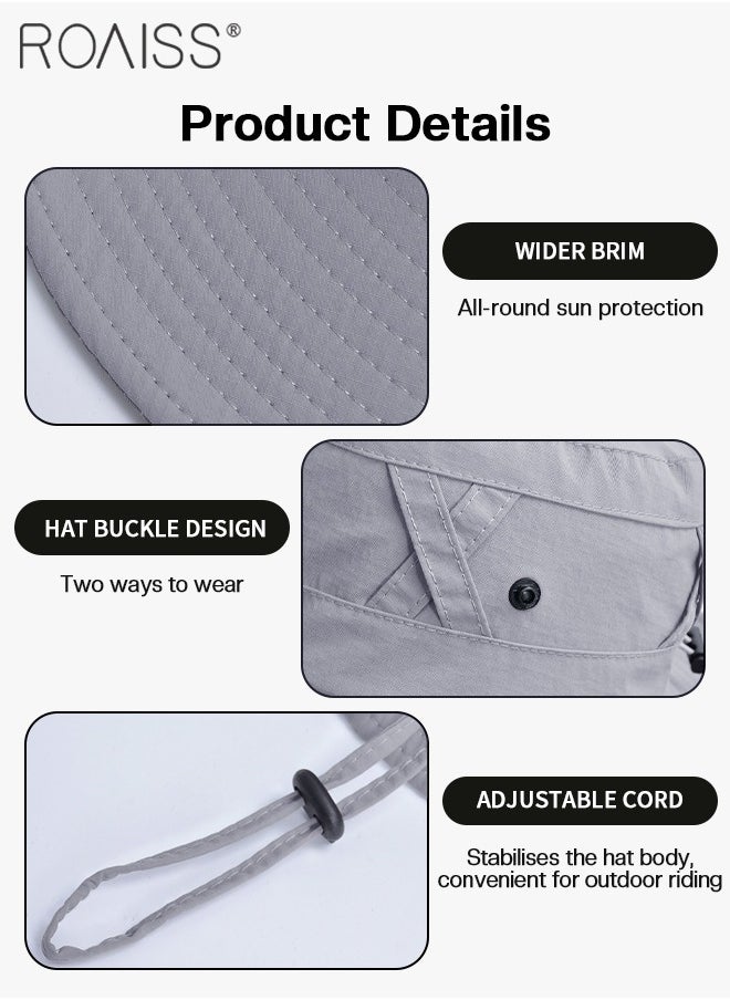 Wide Brim Sunscreen Bucket Hat for Men Women , UPF 50+ Fishing & Bucket Hat Sun Protection Beach Sun Hat for Hiking Camping Safari Adjustable Size