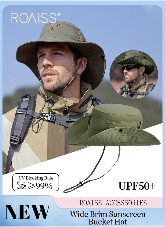 Wide Brim Sunscreen Bucket Hat for Men Women , UPF 50+ Fishing & Bucket Hat Sun Protection Beach Sun Hat for Hiking Camping Safari Adjustable Size