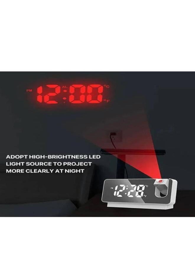 Color LED Rechargeable Projection Alarm Clock with Ceiling Projection