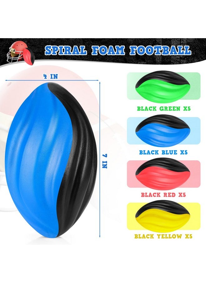 20 Pack Mini Footballs Bulk 7 Inch Small Toy Footballs Spiral Foam Football Soft Sports Footballs For Indoor Outdoor Play Game Kids Football Party Supplies (Classic)