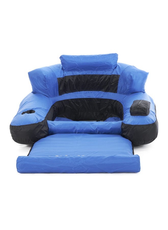 Inflatable Durable Fabric Swimming Pool Floating Lounger Chair With Armrest, Backrest, And Built-In Cupholder For Adults And Kids, Blue