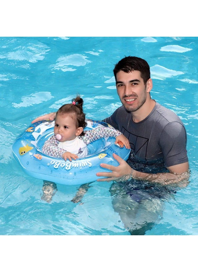 Inflatable Baby Swimming Float With Safe Seat For Age 6-36 Months Toddler (Blue Ocean)