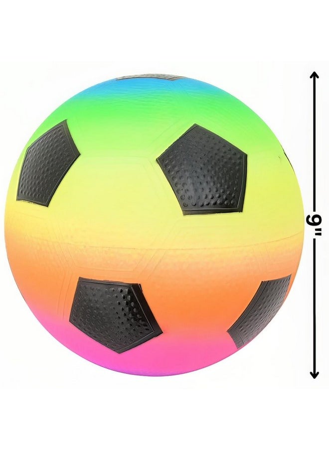 9 Inch Rainbow Soccer Playground Ball, One Per Order