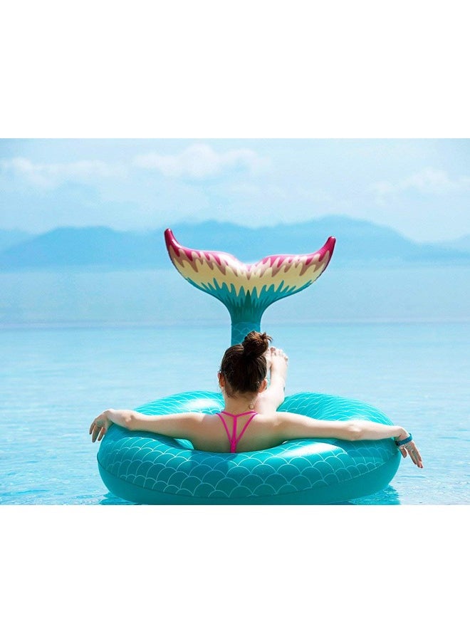 Giant Inflatable Mermaid Tail Pool Float With Fast Valves Summer Beach Swimming Pool Party Lounge Raft Decorations Toys For Adults Kids (Green)