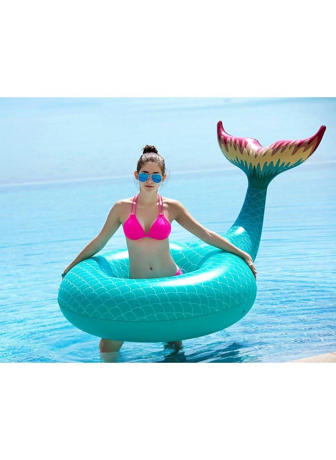 Giant Inflatable Mermaid Tail Pool Float With Fast Valves Summer Beach Swimming Pool Party Lounge Raft Decorations Toys For Adults Kids (Green)