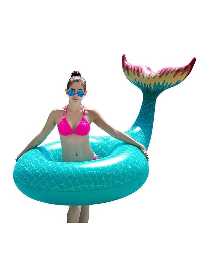 Giant Inflatable Mermaid Tail Pool Float With Fast Valves Summer Beach Swimming Pool Party Lounge Raft Decorations Toys For Adults Kids (Green)